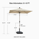 PURPLE LEAF Deluxe Aluminum Market Umbrella, Outdoor Table Umbrella for Patio, Porch