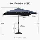 PURPLE LEAF Deluxe Aluminum Market Umbrella, Outdoor Table Umbrella for Patio, Porch