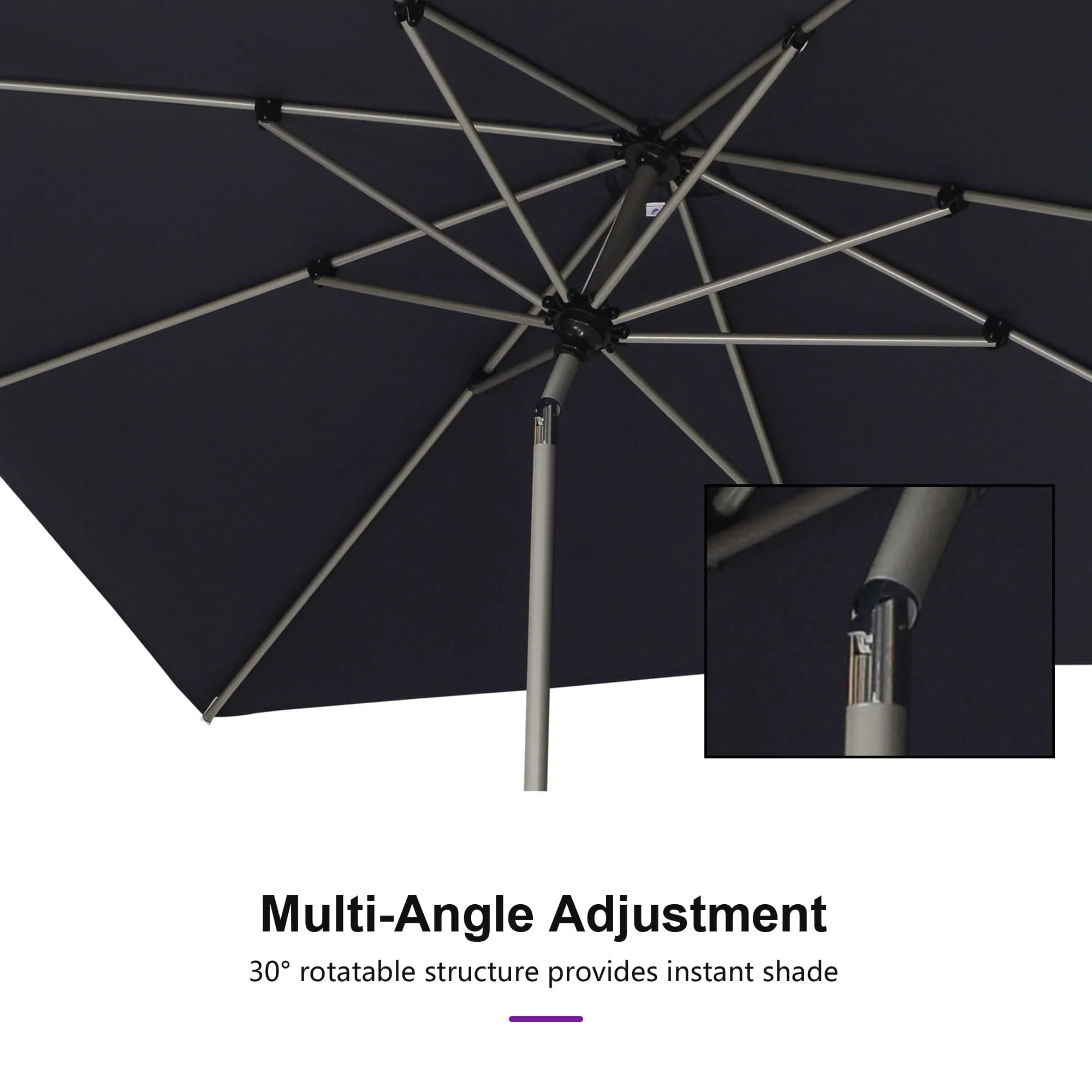 Hailar Deluxe Aluminum Table Umbrella for Garden, Patio, Porch