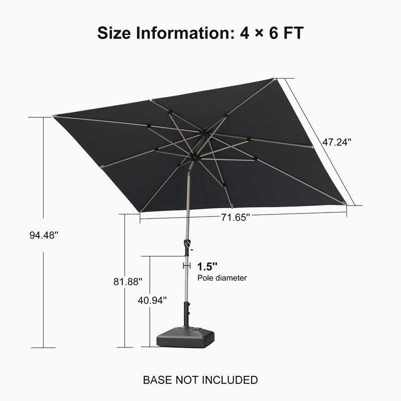 PURPLE LEAF Deluxe Aluminum Market Umbrella, Outdoor Table Umbrella for Patio, Porch