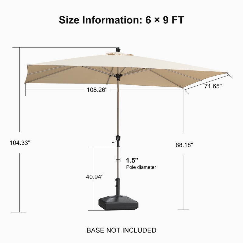 PURPLE LEAF Deluxe Aluminum Market Umbrella, Outdoor Table Umbrella for Patio, Porch