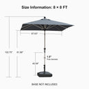 PURPLE LEAF Deluxe Aluminum Market Umbrella, Outdoor Table Umbrella for Patio, Porch