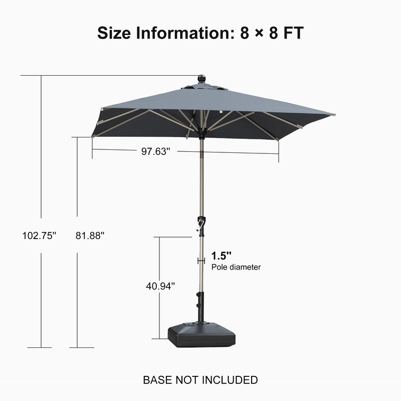 PURPLE LEAF Deluxe Aluminum Market Umbrella, Outdoor Table Umbrella for Patio, Porch