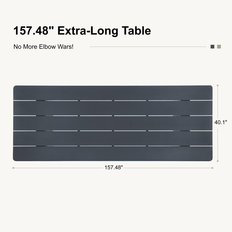 PURPLE LEAF Sanori Outdoor Dining Set Modern Large Weather-Resistant Table and Aluminum Chairs with Cushions for Garden Grey