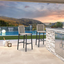 PURPLE LEAF Bar Stools Set of 2 with Back Aluminum Patio Counter Height Stools for Pool Lawn Kitchen All Weather Wicker Outdoor Bar Chairs