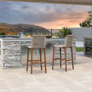 PURPLE LEAF Bar Stools Set of 2 with Back Aluminum Patio Counter Height Stools for Pool Lawn Kitchen All Weather Wicker Outdoor Bar Chairs