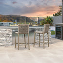 PURPLE LEAF Bar Stools Set of 2 with Back Aluminum Patio Counter Height Stools for Pool Lawn Kitchen All Weather Wicker Outdoor Bar Chairs