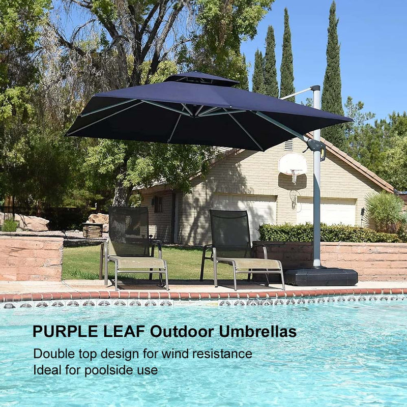 PURPLE LEAF Large Square Patio Cantilever Umbrella for Garden Pool Porch