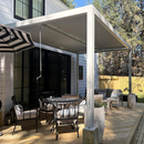 PURPLE LEAF Athena Louvered Pergola Modern White Pergola with Adjustable Roof for Deck Backyard Garden