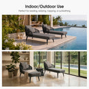 PURPLE LEAF Outdoor Chaise Lounge Thick Cushion, Aluminum Frame Patio Lounge Chair with Pillow & Lumbar Support, Wicker Armrests Sun Lounger for Poolside, Backyard, All-Weather Use