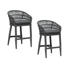 PURPLR LEAF Bar Stools Chair Set of 2, Rattan and Aluminum Frame with Comfortable Cushion