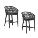 PURPLR LEAF Bar Stools Chair Set of 2, Rattan and Aluminum Frame with Comfortable Cushion - Purple Leaf Garden