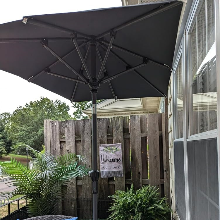 Clearance - PURPLE LEAF OPEN BOX Crank and Tilt Outdoor Patio Market Umbrella with Visible Hand Crank System