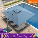 PURPLE LEAF 9'X12' SUNBRELLA Premium Fabric Patio Cantilever Grey Aluminum Spectrum Denim Umbrella – UV 50+ professional, heavy-duty sun protection that blocks UV rays impeccably. Paired with matching loungers in the same color, savor cool and leisurely moments by the pool.
