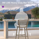 PURPLE LEAF Patio Counter Height Bar Stools Set of 2 Metal Bar Chairs with Back Wicker Woven Stools for Kitchen Island Pool Garden Outdoor Barstools
