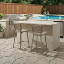 PURPLE LEAF Patio Counter Height Bar Stools Set of 2 Metal Bar Chairs with Back Wicker Woven Stools for Kitchen Island Pool Garden Outdoor Barstools