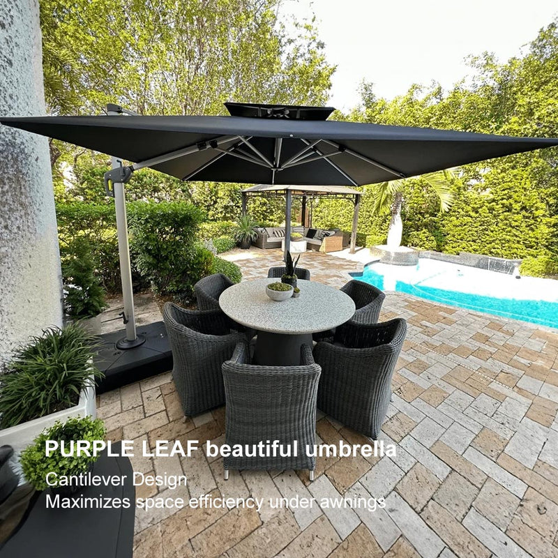 PURPLE LEAF Large Square Patio Cantilever Umbrella for Garden, Pool, Porch