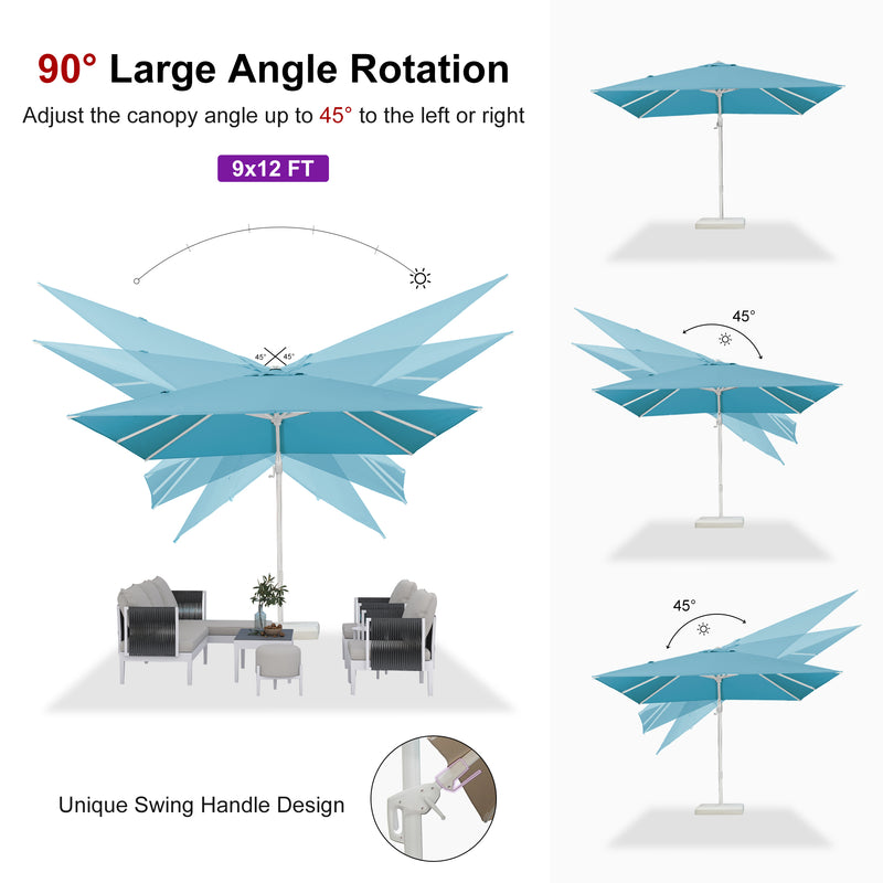 PURPLE LEAF Best White Patio Rotating Umbrella Swivel Outdoor Umbrellas