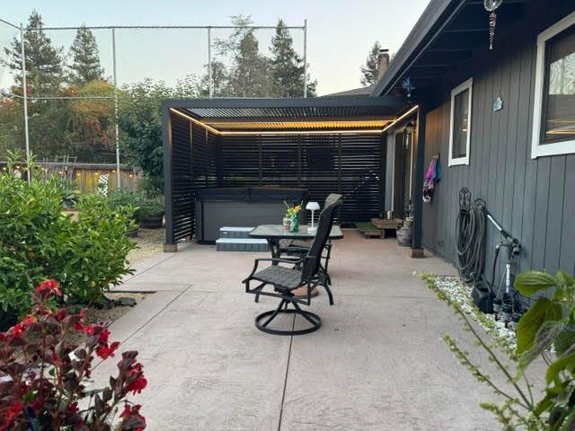PURPLE LEAF Athena Louvered Pergola Grey Outdoor Aluminum Pergola with Shutter Wall Adjustable Gazebo Rainproof for Patio Deck Garden
