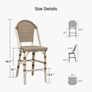 OPEN BOX I PURPLE LEAF French Counter Height Bar Height Stool Set of 2, Patio Bar Chairs with Back Rattan, French Bistro Set