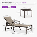 PURPLE LEAF Oversized Chaise Lounge Chair Outdoor Extra Wide Pool Lounge Chairs 5 Adjustable Position with Armrests and Side Table, Aluminum Patio Lounge Chair for Outside, Backyard, Pool