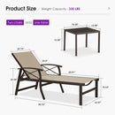 PURPLE LEAF Oversized Chaise Lounge Chair Outdoor Extra Wide Pool Lounge Chairs 5 Adjustable Position with Armrests and Side Table, Aluminum Patio Lounge Chair for Outside, Backyard, Pool