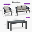PURPLE LEAF Buler 4/8 Pieces Modern Patio Conversation Set with Rattan Chairs and Coffee Table Sofa for Poolside