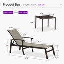 PURPLE LEAF Outdoor Chaise Lounge Chair Patio Pool Lounger Aluminum Chairs with Side Table and Wheels Adjustable Tanning Recliner with Armrests for Outside Backyard Deck Beach