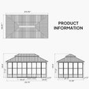 PURPLE LEAF Sunroom Hardtop Gazebo Solarium Wood Grain  Galvanized Steel Double Roof All-Weather Aluminum Outdoor Screen House