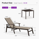PURPLE LEAF Oversized Chaise Lounge Chair Outdoor Extra Wide Pool Lounge Chairs 5 Adjustable Position with Armrests and Side Table, Aluminum Patio Lounge Chair for Outside, Backyard, Pool