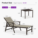 PURPLE LEAF Oversized Chaise Lounge Chair Outdoor Extra Wide Pool Lounge Chairs 5 Adjustable Position with Armrests and Side Table, Aluminum Patio Lounge Chair for Outside, Backyard, Pool
