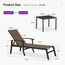 PURPLE LEAF Oversized Chaise Lounge Chair Outdoor Extra Wide Pool Lounge Chairs 5 Adjustable Position with Armrests and Side Table, Aluminum Patio Lounge Chair for Outside, Backyard, Pool
