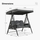 PURPLE LEAF Outdoor Porch Swing with Stand, 3-seat Swing Chair