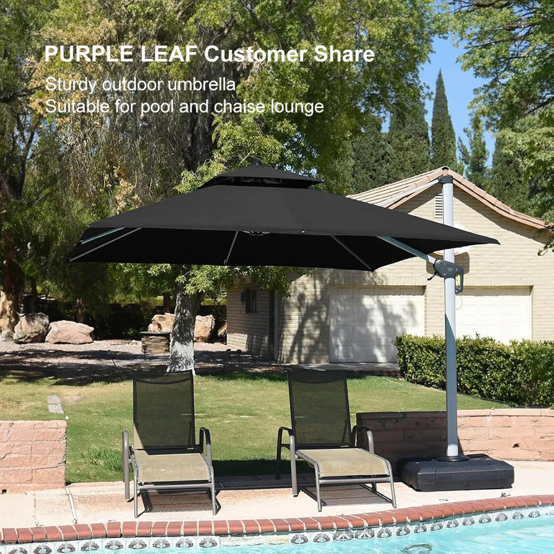 PURPLE LEAF Large Square Patio Cantilever Umbrella for Garden Pool Porch