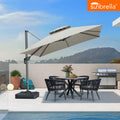 Clearance - PURPLE LEAF OPEN BOX SUNBRELLA Cantilever Umbrella Grey Aluminum Patio Umbrella