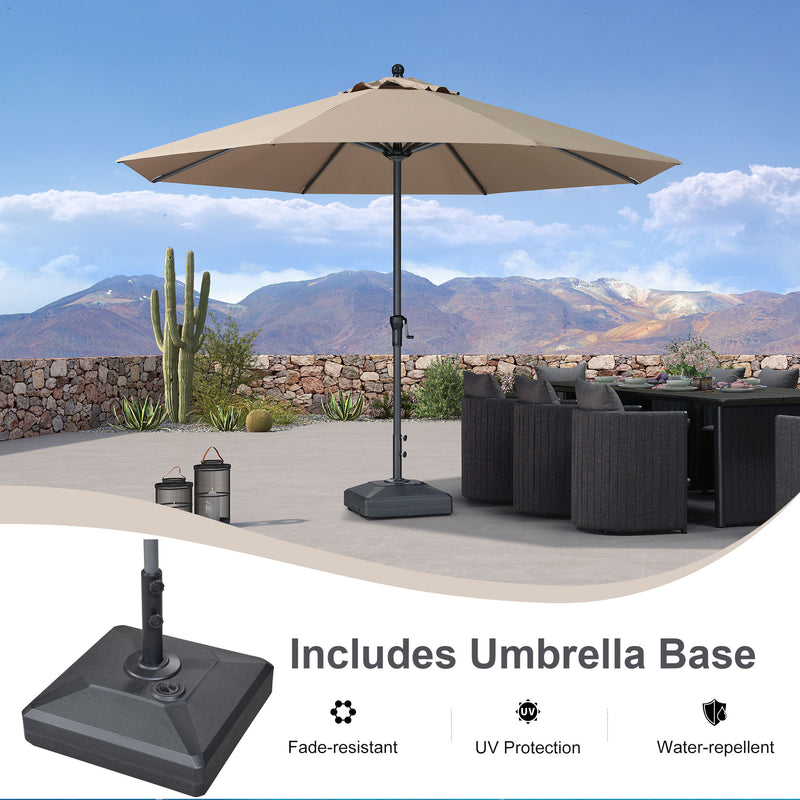 PURPLE LEAF Aluminum Patio Table Umbrella Heavy Duty Market Umbrella with Base