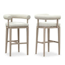 PURPLE LEAF Outdoor Bar Stools Set of 2 Modern Olefin Upholstered Barstools with Back and Armrest Bar Chairs for Garden Kitchen Island