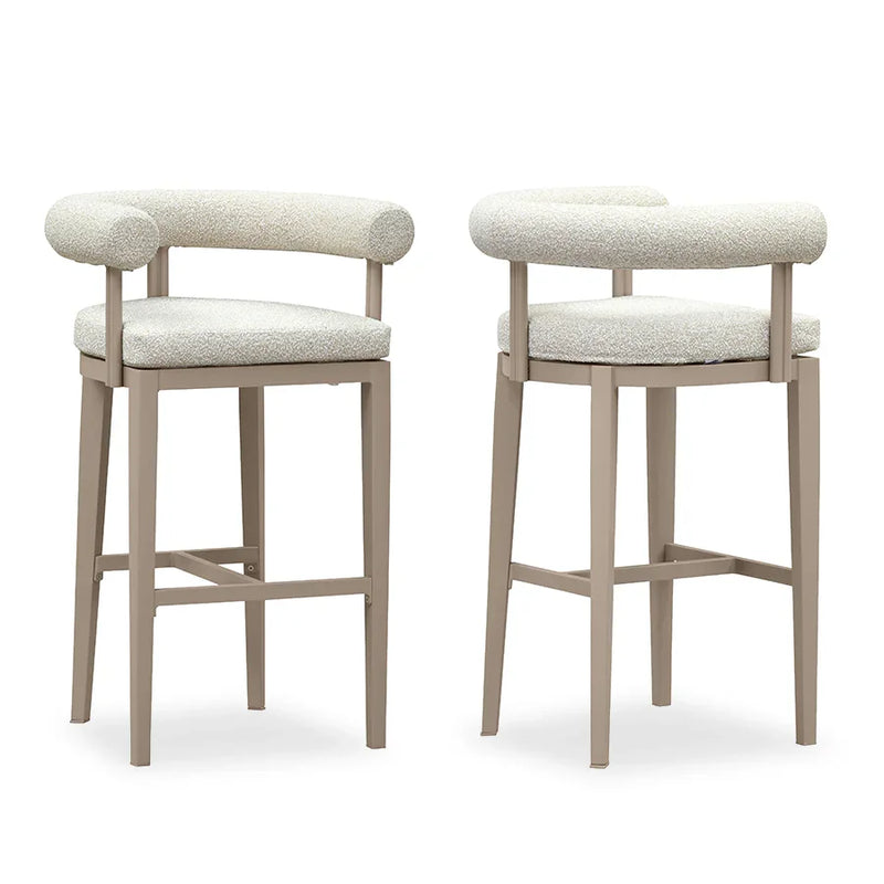 PURPLE LEAF Outdoor Bar Stools Set of 2 Modern Olefin Upholstered Barstools with Back and Armrest Bar Chairs for Garden Kitchen Island