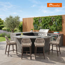 PURPLE LEAF Patio Sunbrella Bar Stools Set of 2  Rattan Bar Aluminum Bar Stool Outdoor Barstools with Back and Cushion for Garden Kitchen Island