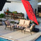PURPLE LEAF Lorri Patio Conversation Set Medium Size with Khaki Cushions Heavy-Duty Metal Frame Rattan Backrest for Patio Garden