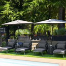 PURPLE LEAF Outdoor Chaise Lounge Thick Cushion, Aluminum Frame Patio Lounge Chair with Pillow & Lumbar Support, Wicker Armrests Sun Lounger for Poolside, Backyard, All-Weather Use