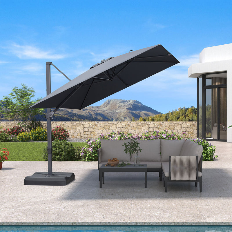 PURPLE LEAF Stepless Tilt Cantilever Umbrella Affordable Outdoor Patio Umbrella