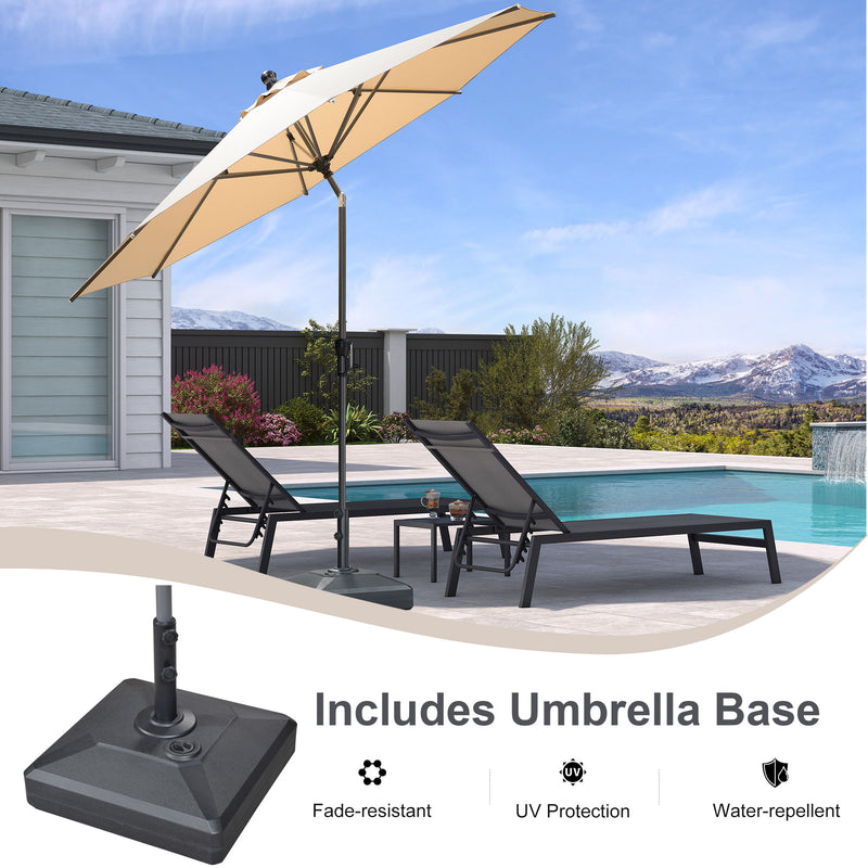 PURPLE LEAF Crank and Tilt Rectangular Outdoor Patio Market Umbrella with Base