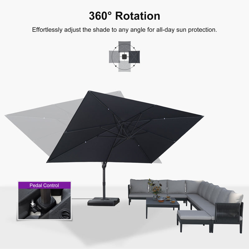 PURPLE LEAF Stepless Tilt Cantilever Umbrella Affordable Outdoor Patio Umbrella