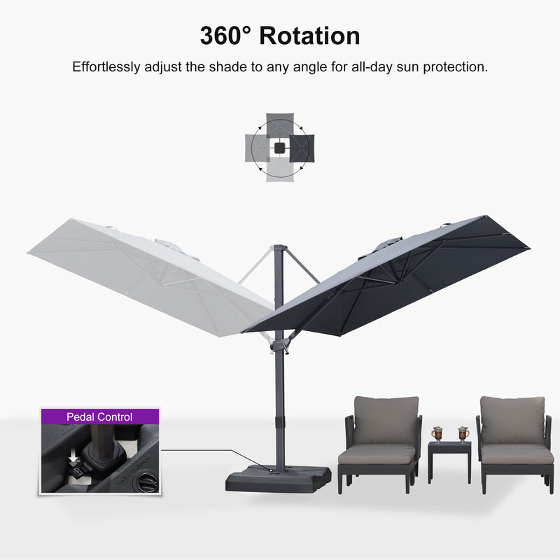 PURPLE LEAF Stepless Tilt Cantilever Umbrella Affordable Outdoor Patio Umbrella