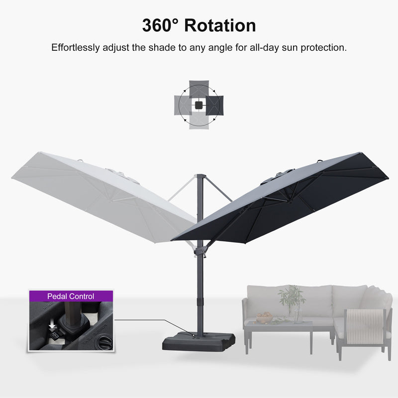PURPLE LEAF Stepless Tilt Cantilever Umbrella Affordable Outdoor Patio Umbrella