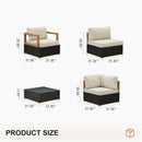 PURPLE LEAF Griffin L-shaped Patio Conversation Set Black with Cushion Pillows Ottoman and Aluminum Frame for Balcony Garden