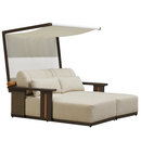 PURPLE LEAF Outdoor Chaise Lounge Modern Aluminum Teak Finish Lounge Chair with Thick Cushion and 2 Pillows Elegant Style Lounger for Residential Commercial Patio Pool and Villa Bronze