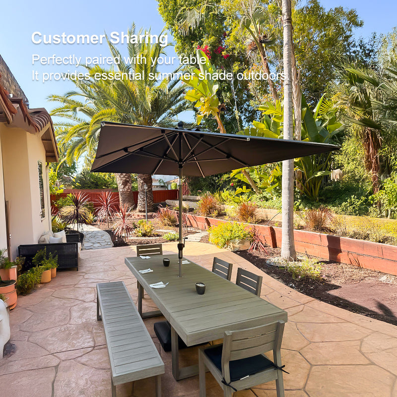 PURPLE LEAF Crank and Tilt Table Umbrella Outdoor Patio Market Umbrella with Visible Hand Crank System