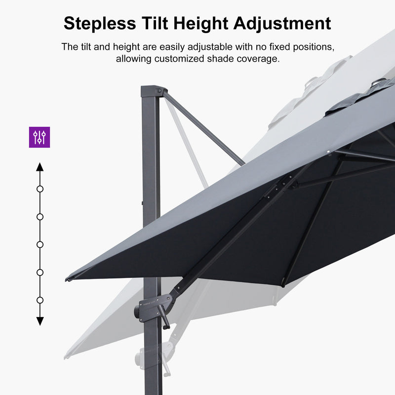 PURPLE LEAF Stepless Tilt Cantilever Umbrella Affordable Outdoor Patio Umbrella